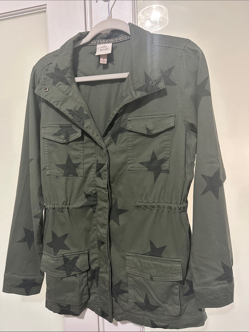 Knox Rose Olive Green Star-Print Utility Jacket